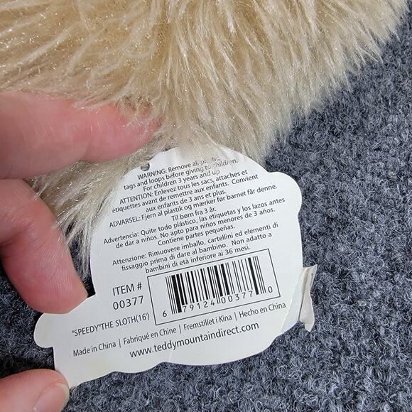 Teddy Mountain Speedy Sloth Plush 17” Tan Long Arms Soft Stuffed Animal New - Picture 4 of 9